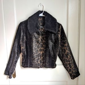 Vintage leopard print faux fur jacket